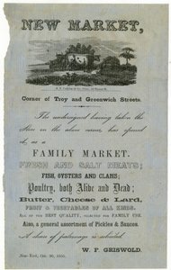 Nieuwe Markt, Hoek van Troy en Greenwich Straten.... Familie Markt., 1855 door American School